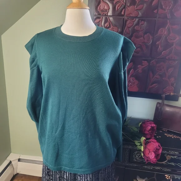 Eloquii green puffed sleeve sweater Size 14/16 - Picture 8 of 8
